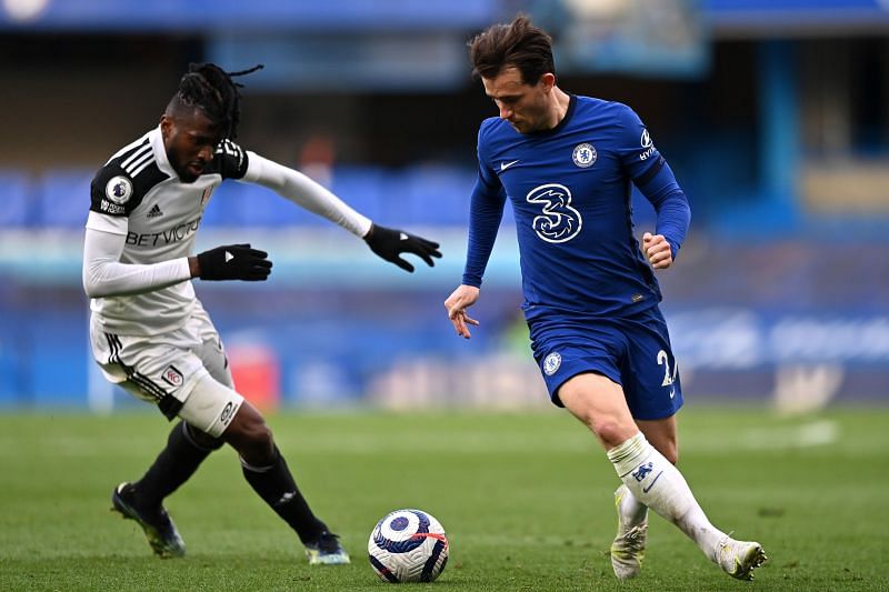 Chelsea's Ben Chilwell dribbling against Fulham.